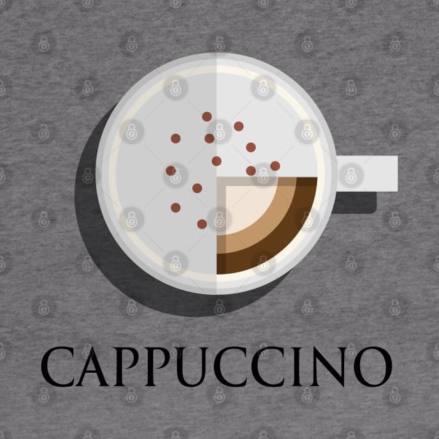 Hot cappuccino coffee cup top view in flat design style by FOGSJ